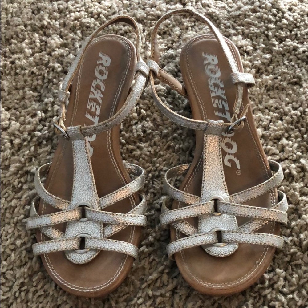 Rocket dog silver mini wedge sandal